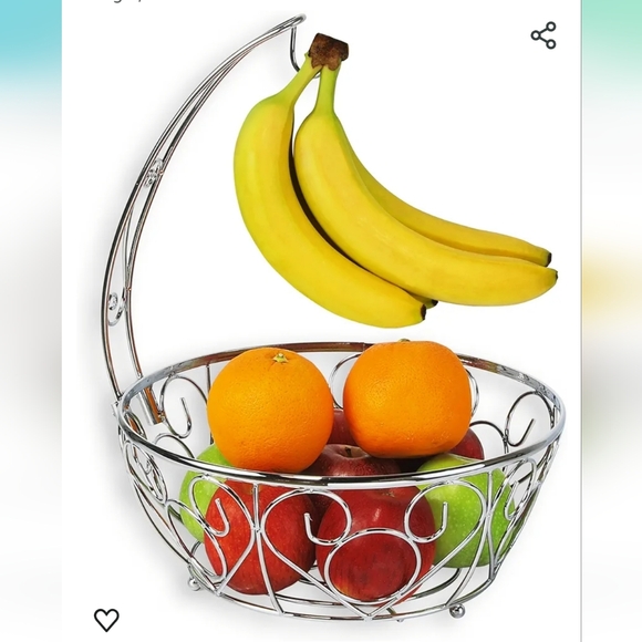 Simple Houseware | Chrome Fruit Basket Bowl with Banana Hook - Picture 1 of 3